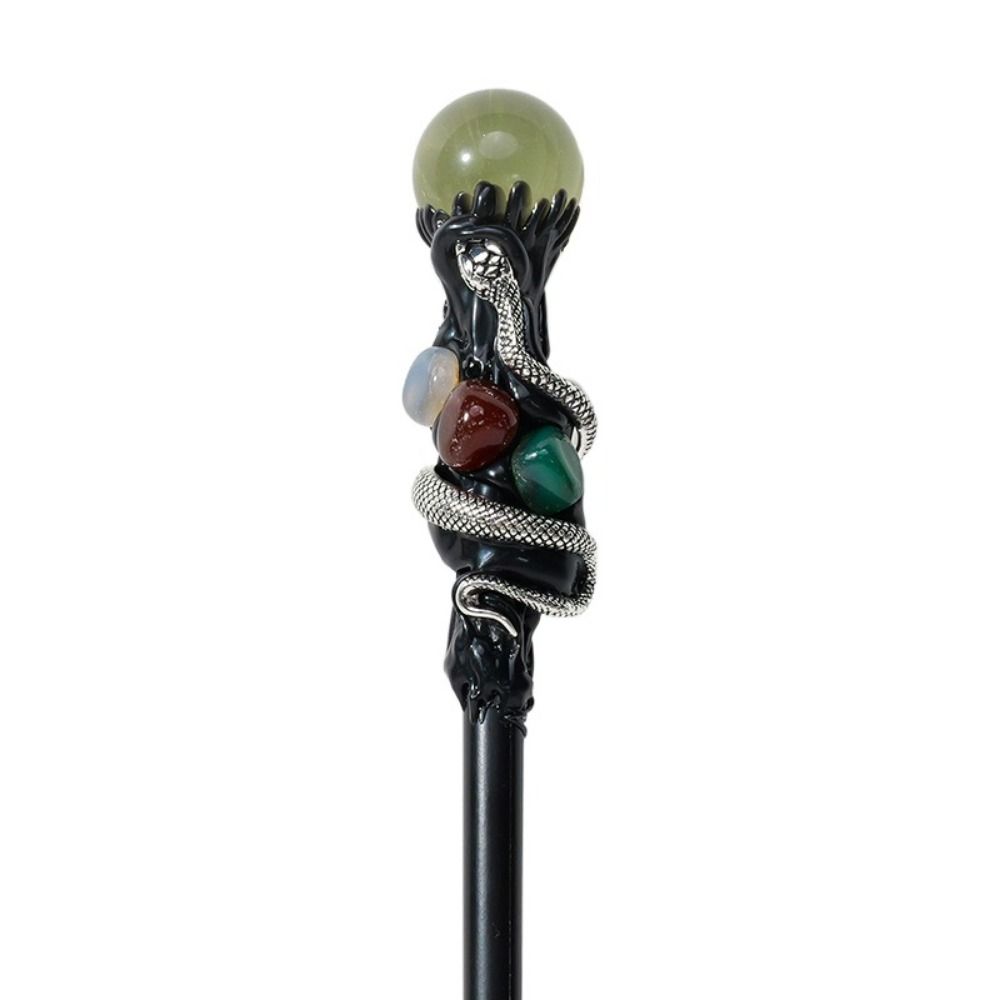 Creative Natural Crystal Magic Wand Handcrafted DIY Crystal Magic Wand Witch Halloween Prop Natural Crystal Ball Scepter
