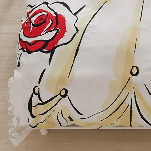 Disney Beauty and the Beast Belle 3 Piece Duvet Cover Set Pillowcase Sheets Duvet Cover for Beds and Futons Single SB-118