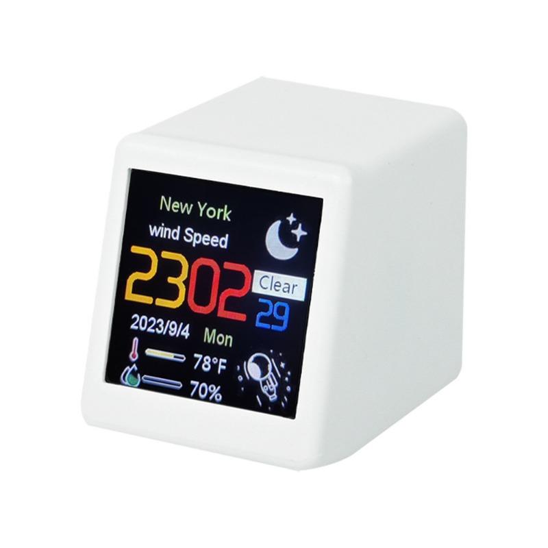 Chytrá meteorologická stanice Stolní LED LCD Digitální WiFi Hodiny Elektronický teploměr Hygrometr Senzor Venkovní stolní dekorace Hodiny Počasí Mini TV