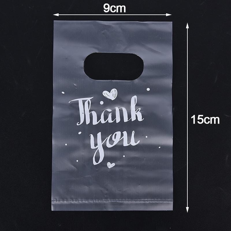 100Pcs Mini Thank You Plastic Gift Bags Wedding Candy Bags Shopping Carrier Bags