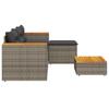 3-teiliges Gartensofa-Set mit Kissen aus grauem Poly-Rattan