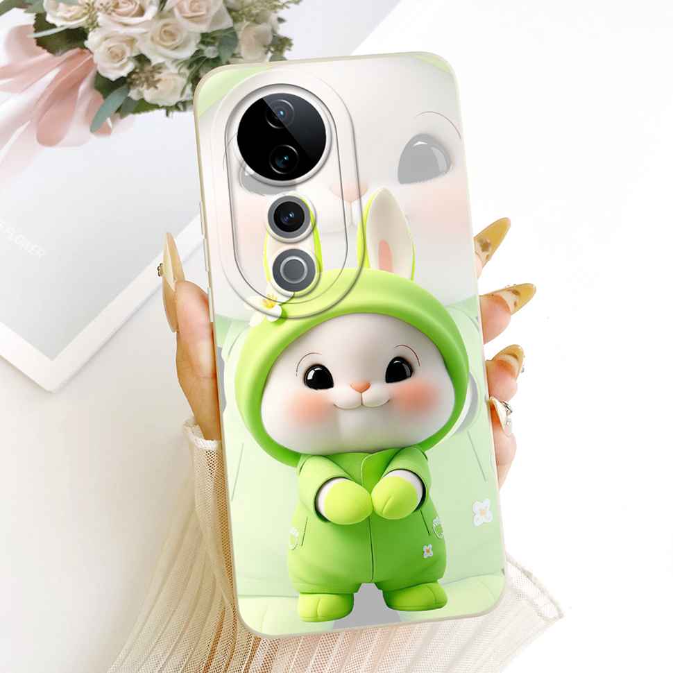 For Vivo S19 Pro 5G Case Cartoon Rabbit Flowers Soft Silicone Back Cover For Vivo S19 Pro V2362A Shockproof Phone Cases