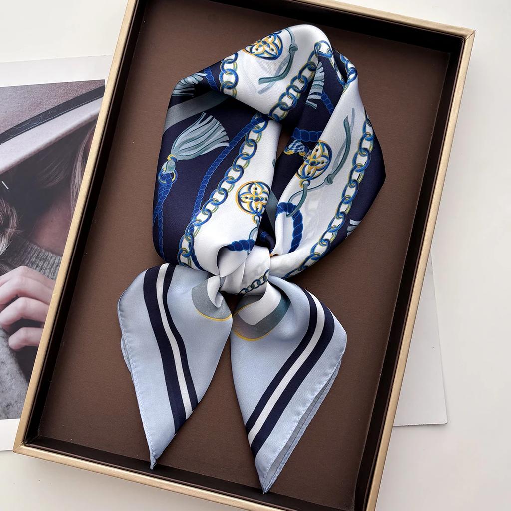 Square Scarf Silk Imitation Women Luxury Print Neckerchief Bandana Lady Shawl Scarves Wrap Head Hair Band Ties