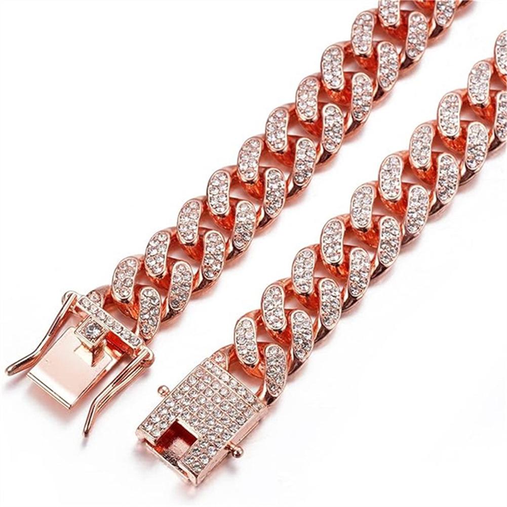13mm Diamond-Studded Cuban Gold Chain Pet Necklace - Fashion Hip Hop Choker for Cats and Dogs