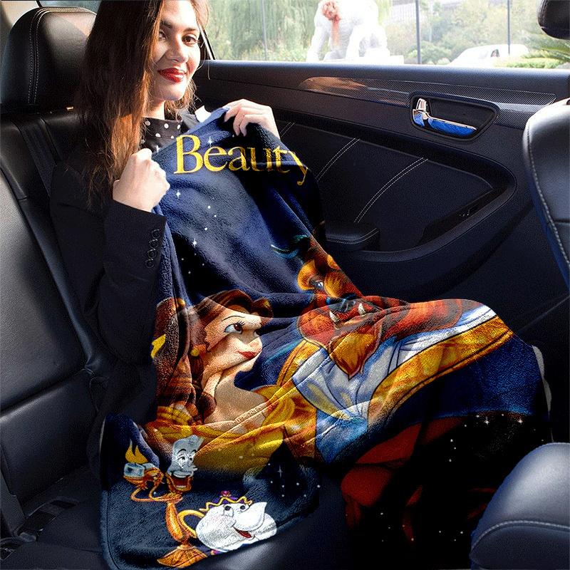 1pc Beauty and The Beast Printing Blanket - Soft, All-Season Throw for Office Blanket,  | Personalized Gift with Adorable Cartoon Design