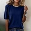 Dames casual shirt met ronde hals en korte mouwen