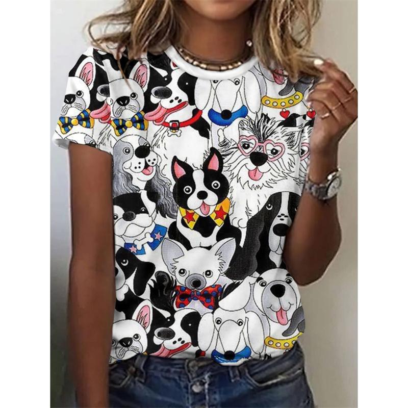 Bird Turtle Frog Cat Pattern T Shirt Women Cartoon Animal 3D Printed T-Shirts Summer Short Sleeve O-Neck Tees Loose Street Tops