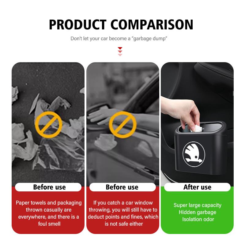 ATSS5 For Skoda Car Seat Back Hanging Trash Can Dust Box Waterproof Storage Accessories Fabia 1 2 Octavia A7 RS Superb Rapid Yeti