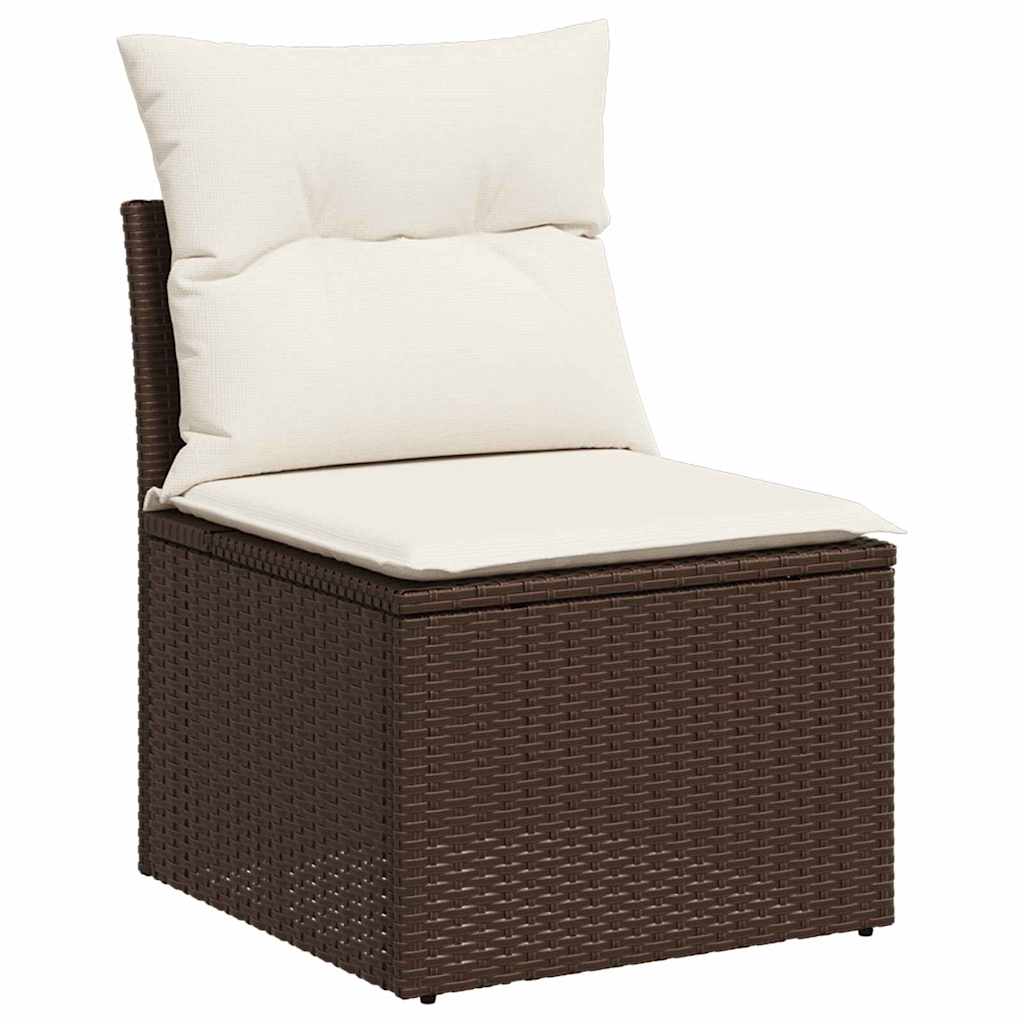 7 Piece Brown Garden Sofa Set with Cushions