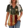 Women's Fashion Casual Pleated V Neck Short Sleeve T-Shirt Tops