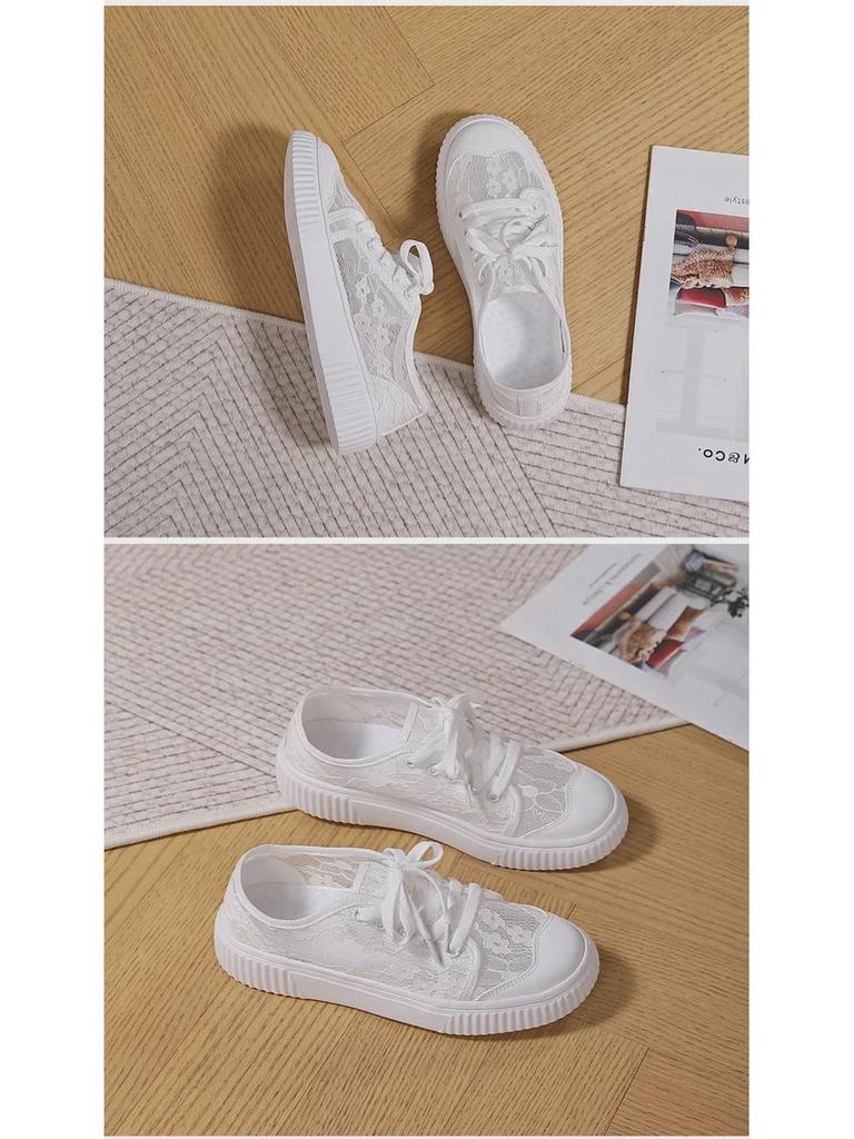 Chaussures de sport d'été blanches en maille creuse pour femmes, respirantes et polyvalentes, grande taille, 2024