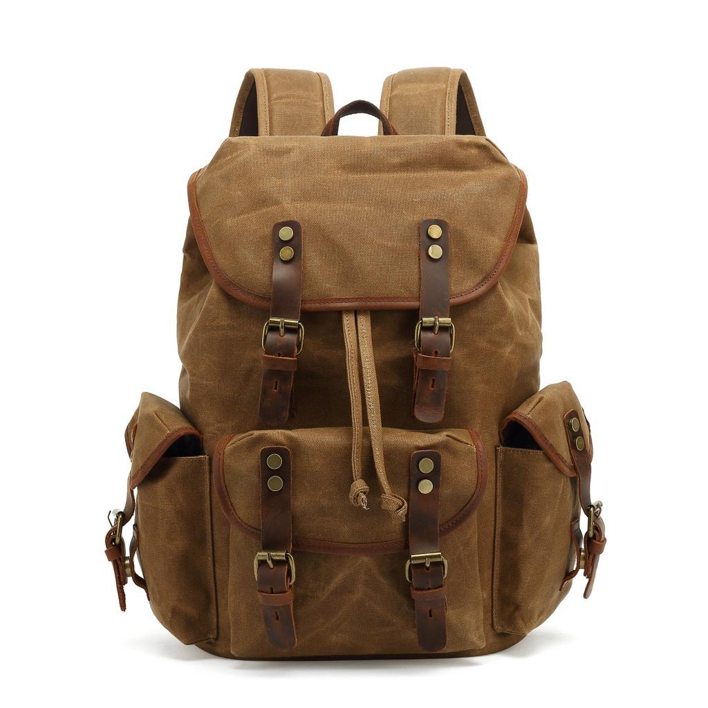 Sac à dos pour hommes et femmes, sac de voyage pour sports de plein air, sac d'ordinateur de voyage imperméable en toile cirée
