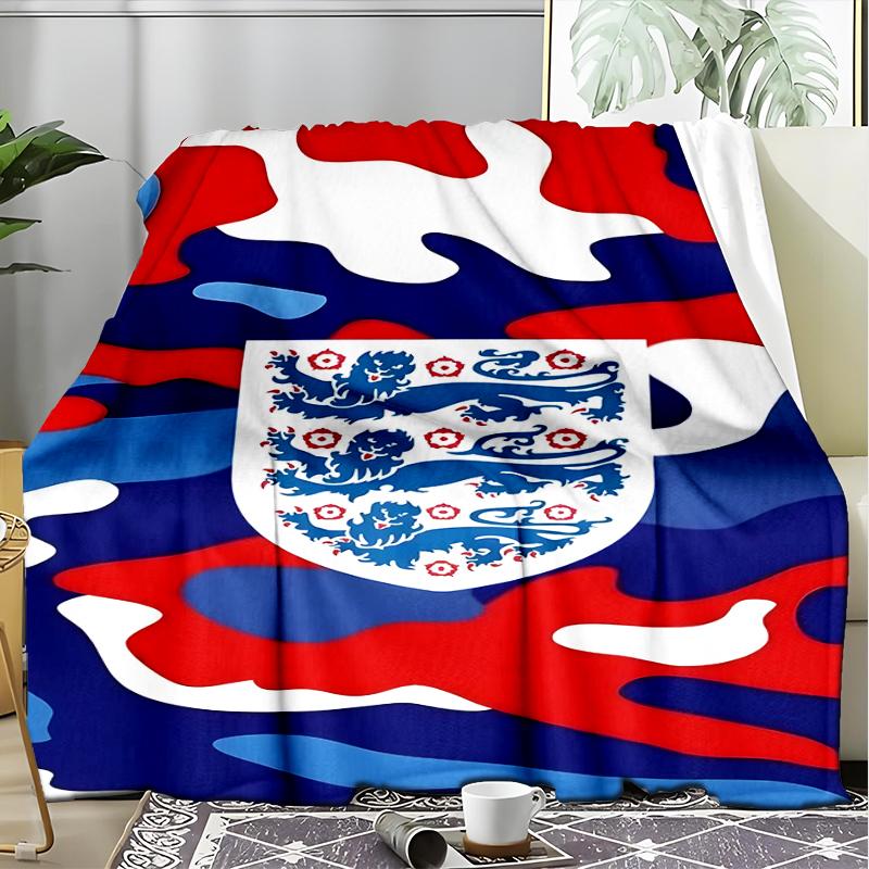 1PC England Football Crest Printed Soft Flannel Blanket Throw for Adult Bedroom Living Room Sofa Camping Travel Fan Gifts Christmas Gifts