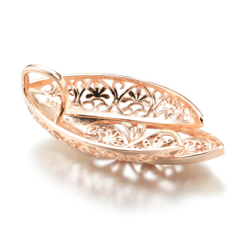 Ovanlig Hyperbol Ihålig Blomma Stort Hänge För Kvinnor Mode Roseguld Färg Naturlig Zirkon Halsband Vintage Smycken