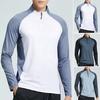 Tricou Sport Bărbați Vară Fermoar Jumătate Guler Înalt Culoare Contrast Mâneci Lungi Larg Casual Moale Respirabil Lungime Medie Cămașă Zilnică Antrenament Fitness