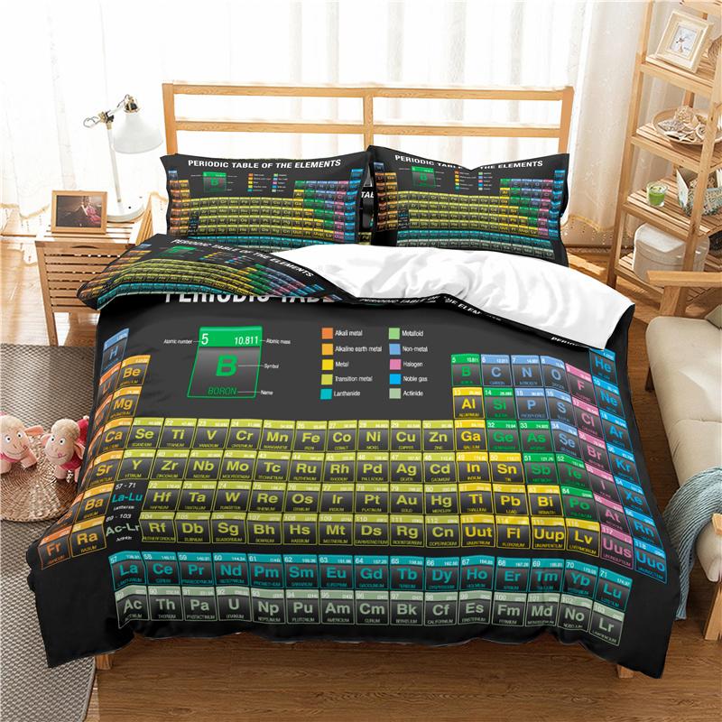 Periodic Table of Elements Soft Duvet Cover Science Beding Set Microfiber Chemistry Lovers Learning Image For Children Kids Tens Adult People Decor