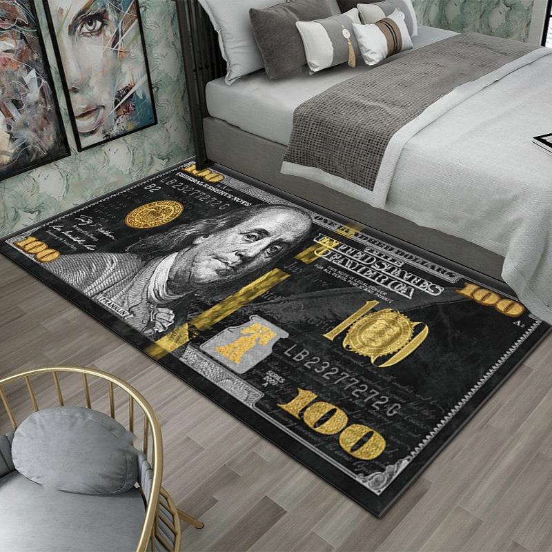 Amerikansk dollar sedel Tryck Stor Yta Matta Kreativ Valuta Design Golvmatta för Vardagsrum Entré Hall med Pengamönster Dekor