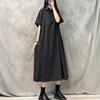 Lapel Short-sleeved Casual Dress Women's 2025 New Summer Large Size Loose Temperament Fashion Solid Color Medium and Long Dress