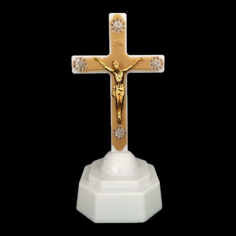 1PC European Style Boutique LED Light Christ Jesus Lcon Cross Home Church Pray Ornaments Church Souvenirs