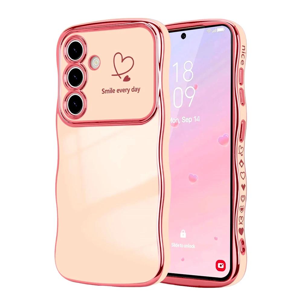 Wave Heart Shape Soft Case For Samsung Galaxy S25 S24 S23 S22 Ultra Plus S24FE A16 A56 A36 A55 A54 A15 A25 A26 A35 5G 4G Cover