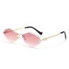 Rimless Irregular Diamond Shape Metal Sunglasses Women Men Retro Fashion Luxury Brand Sun Glasses Beach Lady Man Glasses UV400