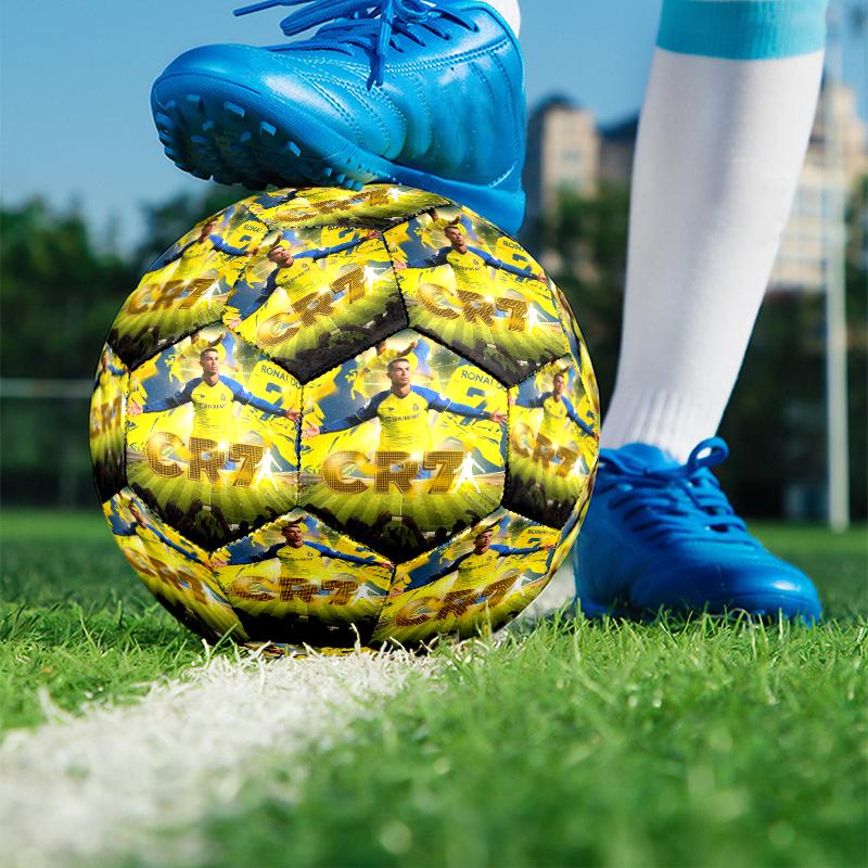 Cristiano Ronaldo Druck Größe 5 Fußball, PU Abriebfester Fußball für Spieltraining und tägliches Üben, Geburtstagsgeschenk für Fußballfans