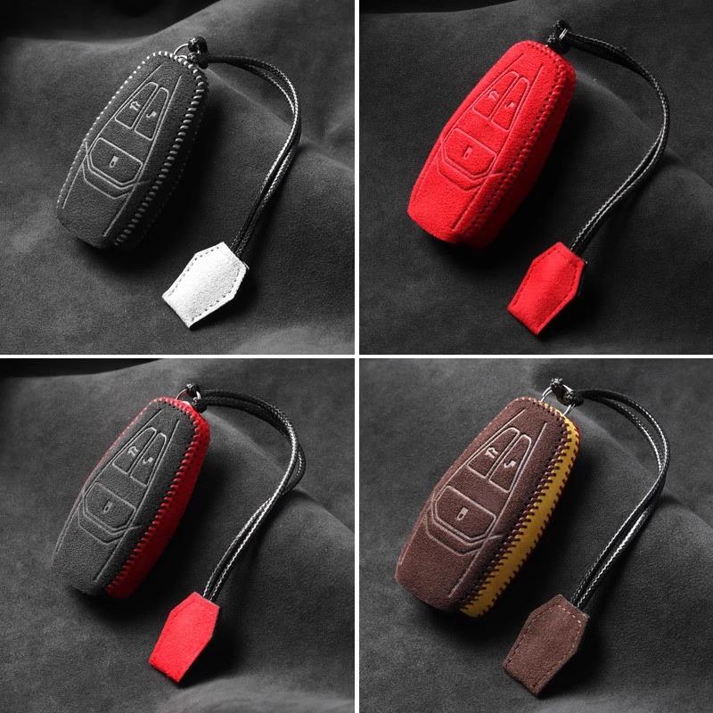 Alcantara 100% Car Key Case Cover Holder Key Shell Buckle For Aston Martin Db11 Vantage Dbx
