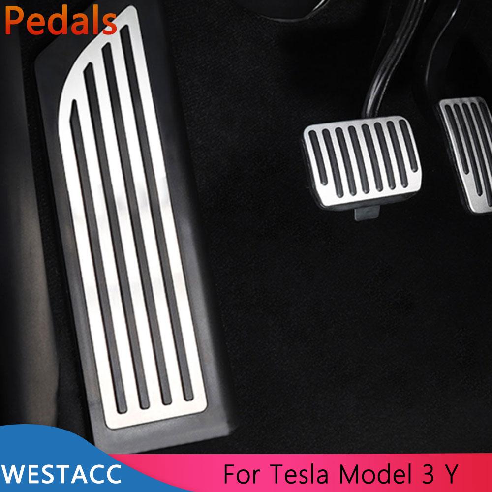 Aluminium Auto Pedale Totpedal Fußstütze Pedal Schutzabdeckung für Tesla Model 3 Model3 2017 2018