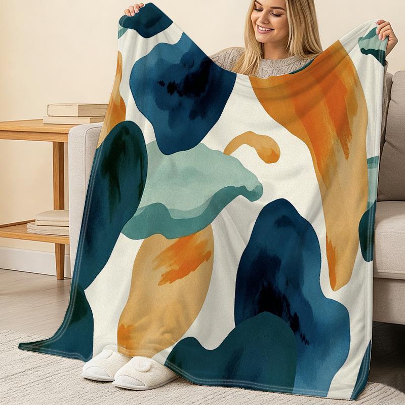 Warm Flannel Blanket Pill-resistant, Soft & Skin-friendly, Abstract Pattern, All-season Cozy Home Decor, Perfect for Holidays (Christmas/Halloween)
