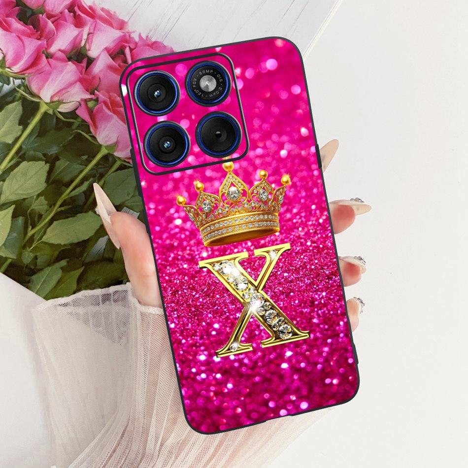 For Motorola Edge 70 Fashion Crown Letter Phone Case For Motorola Moto X70 Air Edge70 5G XT2601-2 Black Silicone Soft Cases
