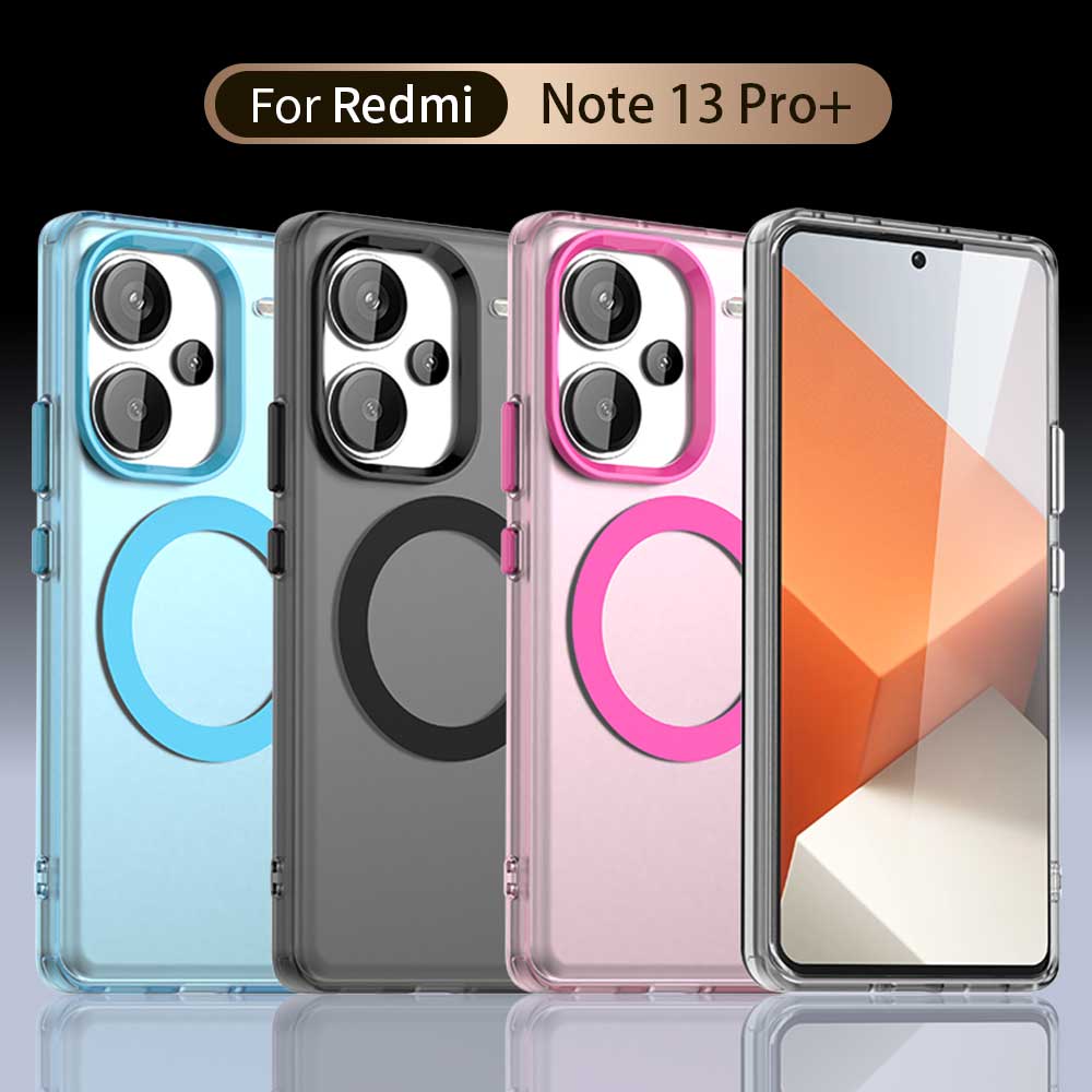 Pour Redmi Note 13 Pro Plus 5G Coque Magnétique Charge Sans Fil Funda Redmi Note 13 Pro+ Plus Coque Arrière en PC Mate Translucide