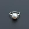 Ronde statementring met witte parel, ring van 925 sterling zilver, handgemaakt minimalistisch jubileumcadeau voor vrouwen