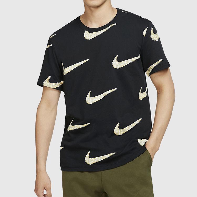 Nike חולצת טי קצרה עם הדפס לוגו לבגדי ספורט לגברים שחור BQ0634-010