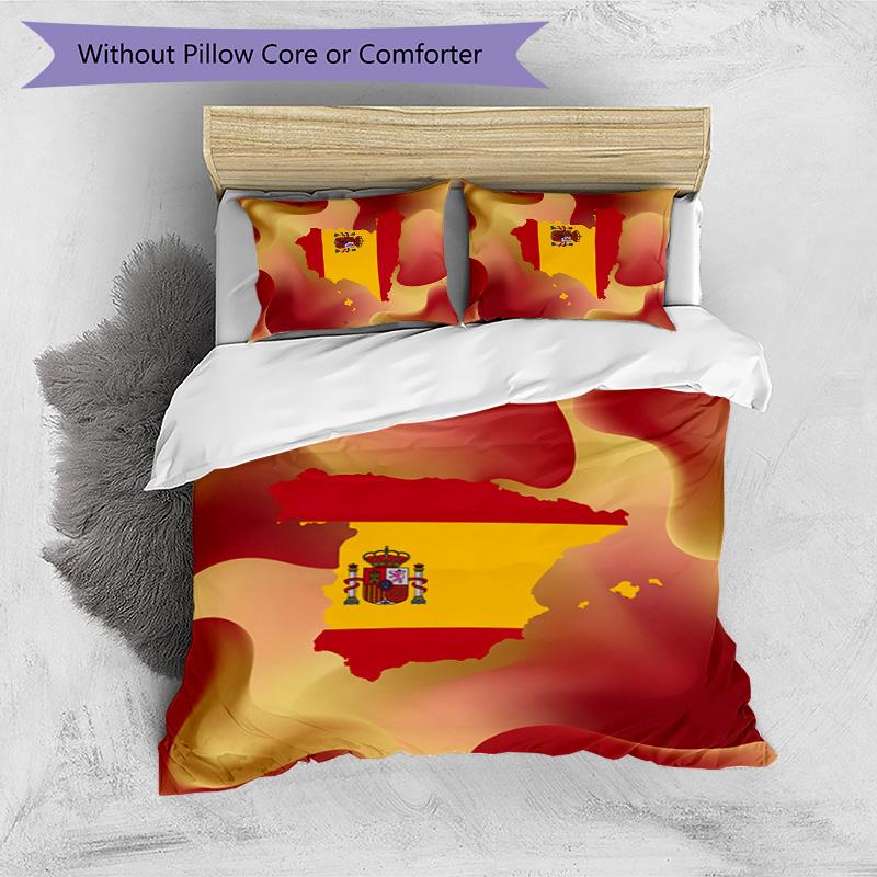 Spain Football Printed Bedding 3 Piece Set Cozy Breathable Bed Cover Set As Housewarming Holiday Gift
