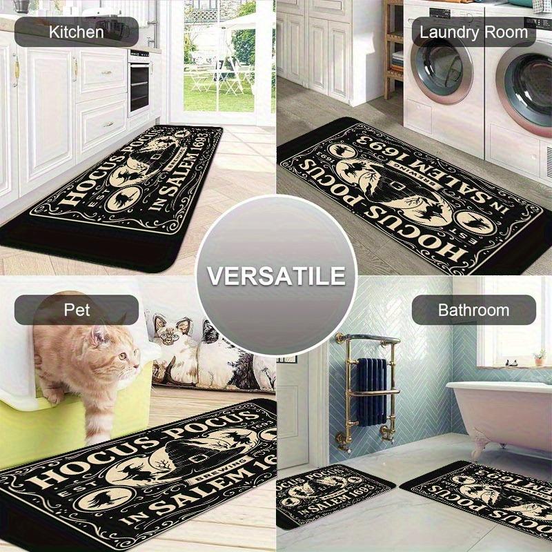 1PC Cheistmas Deer Pattern Kitchen Rug Non-Slip Door Mat Pop Design Bathroom Rug Bath Mat Carpet for Home Sink Laundry Decor