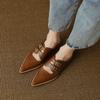 Fashion 2025 Summer Women Shoes Genuine Leather Shoes for Women Covered Toe Chunky Heel Mules Slingback Women Sandals Handmade Slippers