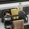 Kitchen Sink Rack Organizer Kitchen Sink Sponge Holder With Self-draining Tray Dish Soap Scrub Dishcloth Shelf Stainless Steel