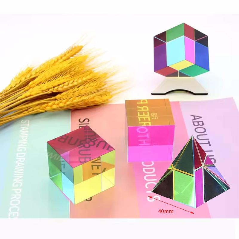 40mm 1.57 Inches Color Cube Prism Three Primary Colors Popular Science Optical Experiment Educational Toys Home Neocubes Toy