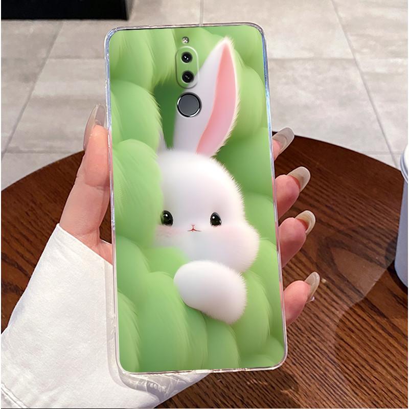 Sött Love Heart Kanin Mjukt Genomskinligt TPU-mobilskal för Huawei Mate 10 Lite Nova 2i Mate10Lite Nova2i Silikon Baksideshölje