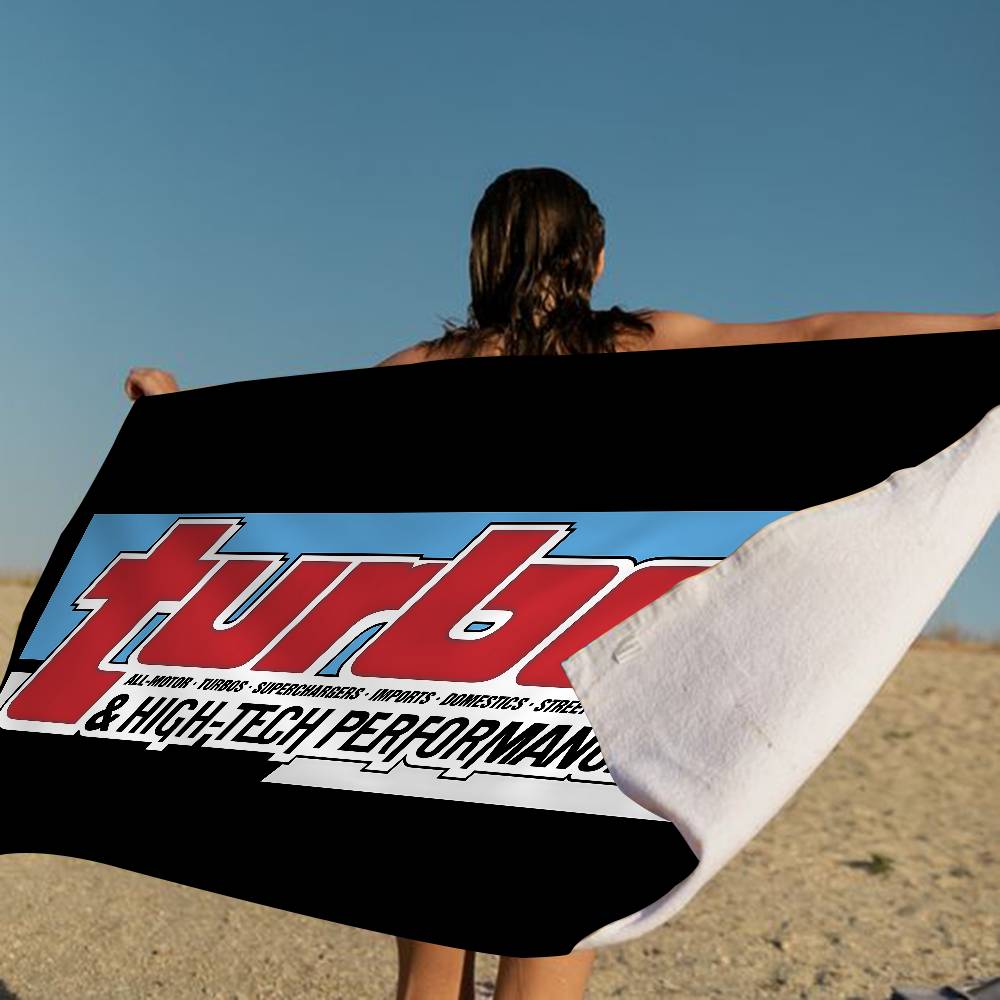 T-Turbo Logo Bath Towel Microfiber Soft Water Absorbing Breathable For Girl Kids Decorative Cartoon Beach Towel