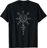 Retro Wikinger Symbol Kompass Vegvisir Nordische Rune Keltisch Geschenk Unisex T-Shirt