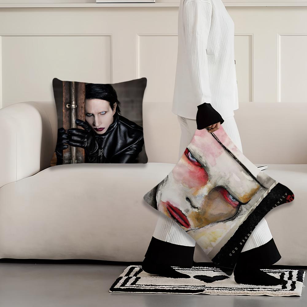 M-Marilyn M-Manson Under God Cushion Cover Living Room Accent Couch Back Support Square Lounge Restful Nap Companion Pillow Case