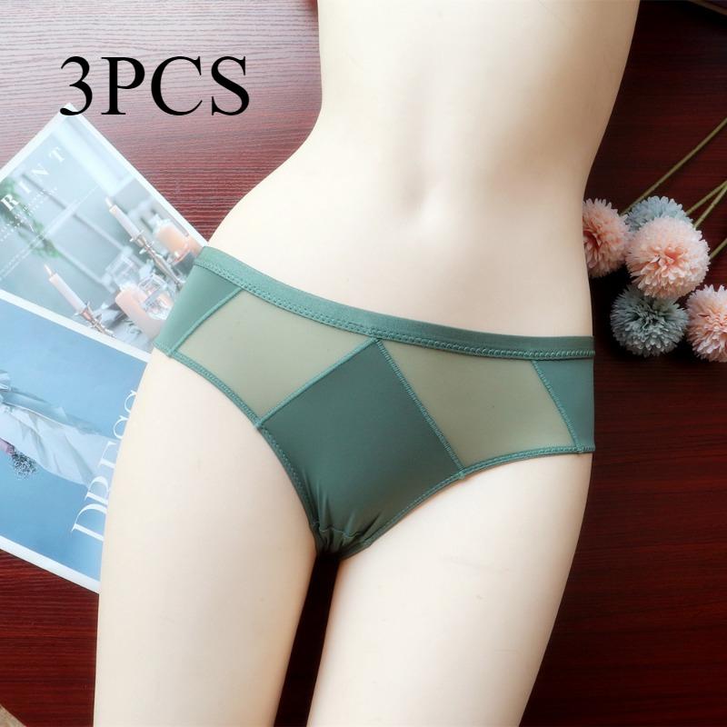 Lingerie Sexy Sottile Slip a Vita Bassa Biancheria Intima in Rete Slip da Donna in Seta di Ghiaccio Mutandine a Triangolo Traspiranti