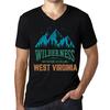 Men’s Vintage Tee Shirt Graphic T Shirt V Neck Wilderness WEST Virginia Deep Black