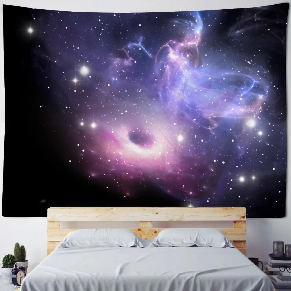 Starry Sky Universe Wall Hanging Tapestry Polyester Fabric Yoga Bed Sheet Beach Mat Living Room Bedroom Home Decoration