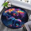 Elefant Galaxie Runder Teppich, Teppich für Wohnzimmer Schlafzimmer Sofa Spielzimmer Dekor, Rutschfeste Bodenmatte