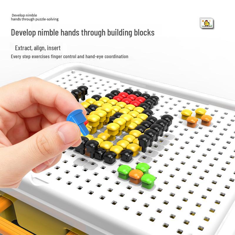 Children's Educational Mushroom Pegboard Puzzle with Storage Box – DIY Kindergarten Jigsaw Assembly Toy