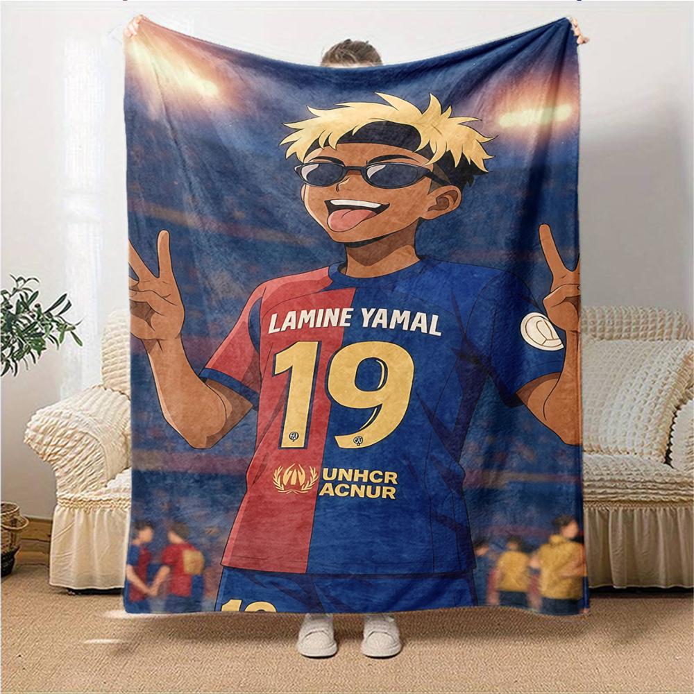 Barcelona Football Fan Printed Flannel Breathable and Warm Blanket, a Stylish Home Gift, Suitable for Home, Office and Bedspread Use. 0710a21