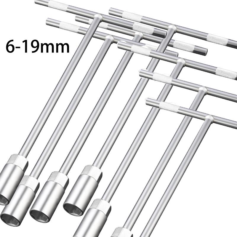 6-19mm T-Style Socket Wrench Mechanics's Driver Repair Socket Set Car Mechanical Workshop Tools Hex Wrench Hand Tools Nut Key