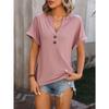 YYFS Women's Fashion Casual Summer Spring Solid Color Print Short Sleeve V-Neck Blouses & Shirts